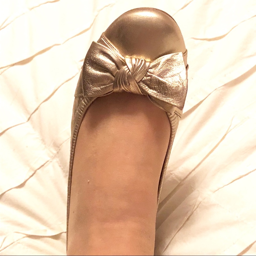 Knot Bow Metallic Ballet Flat - Women's Gold Slip-On